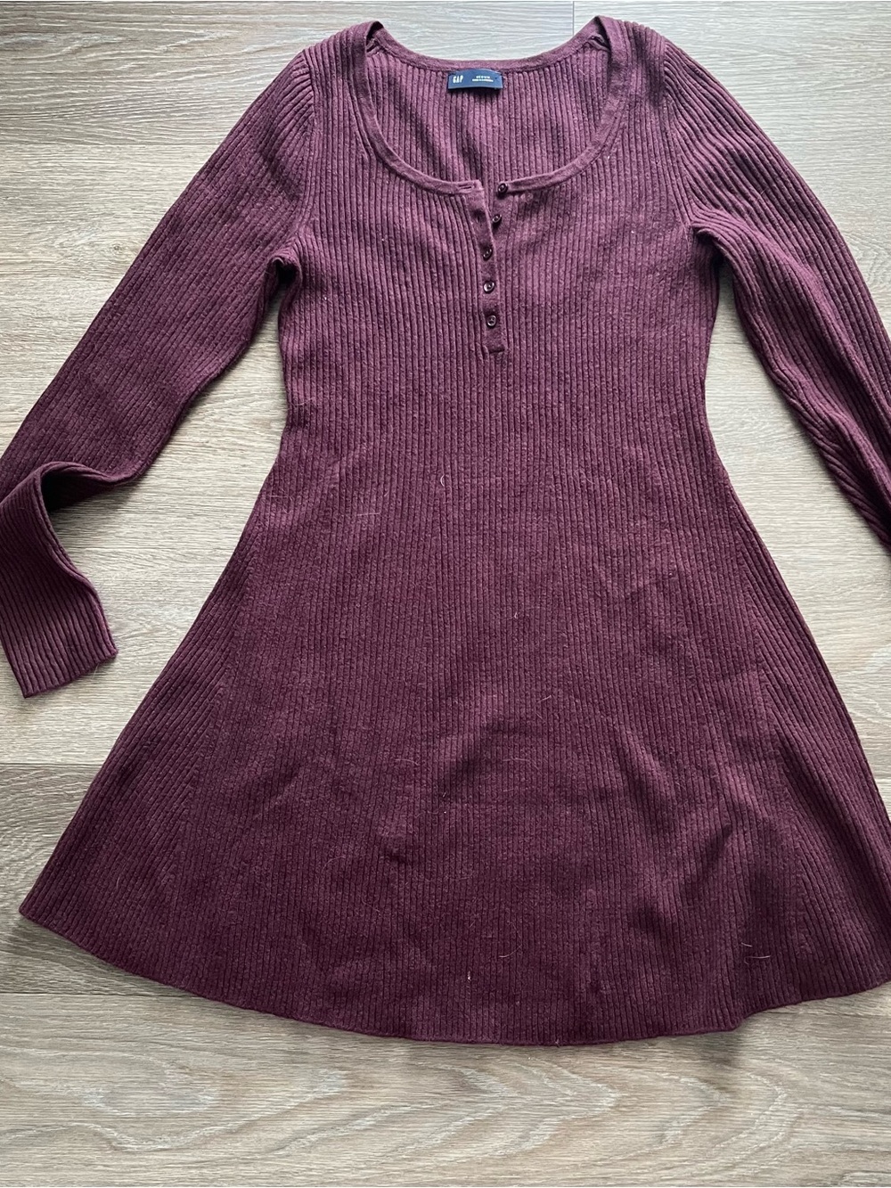 GAP CashSoft Rib Mini Sweater Dress Burgundy Bordeaux Medium